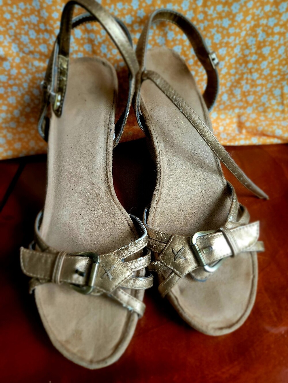 Metallic Gold Women's Aerosole Slingback Sandals